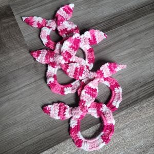 Crochet Candycane Bunny Ears Scrunchies - Set of 5